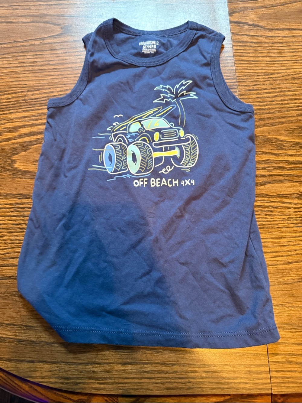 Garanimals Navy Tank Top with Yellow & Light Blue Truck Graphic